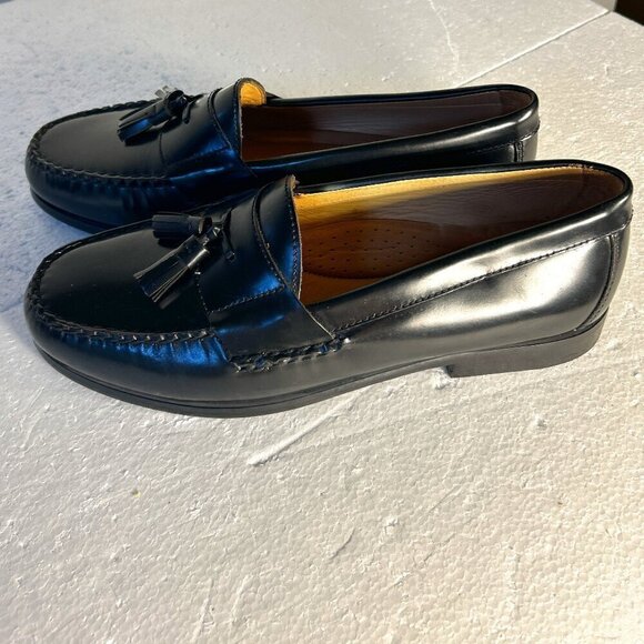 Johnston & Murphy SZ 10 Hayes Black Leather Tassel Loafer Career casual formal - Picture 6 of 11